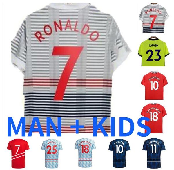 

shaw r.varane sancho cavani soccer jerseys man 2021 2022 2023 utd greenwood martial pogba b.fernandes rashford lingard van de beek football, Black;yellow