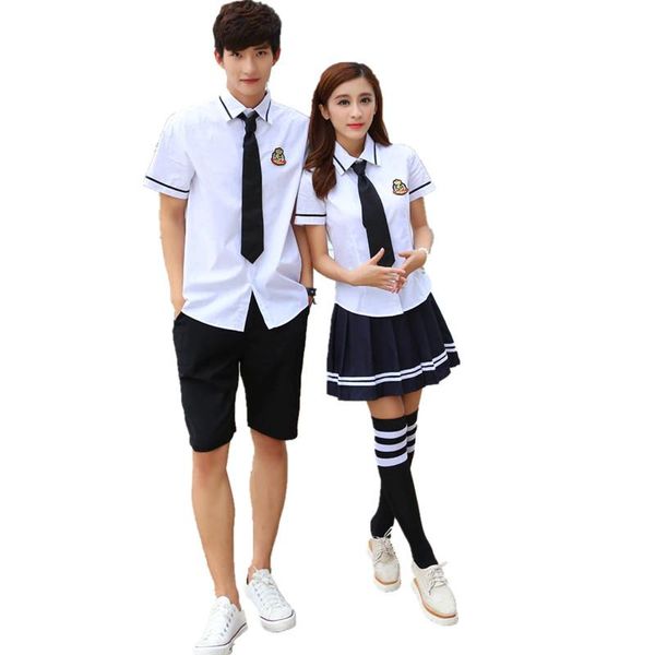 Kleidungssets Koreanische Schuluniformen Set für Mädchen Weißes Hemd Rock Student Hosen Japanische Uniform Jungen Cosplay KostümKleidung