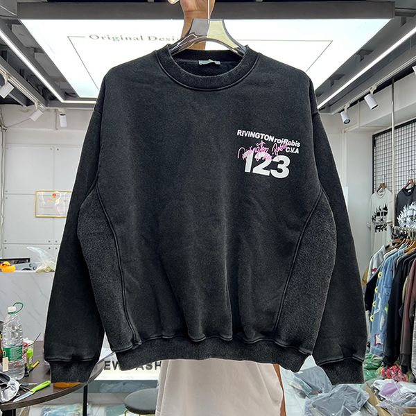 

vintage solid sweatshirts crewneck hoodies streetwear hip hop fleece casual women loose fit designer hoodie real pics, Black