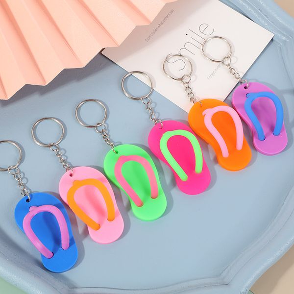 

in bulk pvc soft rubber slippers keychains pendant fashion sandals key chain bag car jewelry keychain gift accessory, Silver