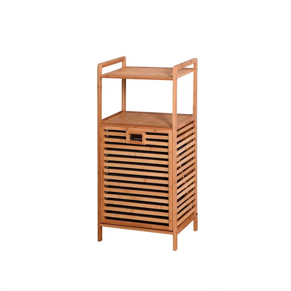 

bathroom toilet supplies laundry basket bamboo storage basket with 2-tier shelf