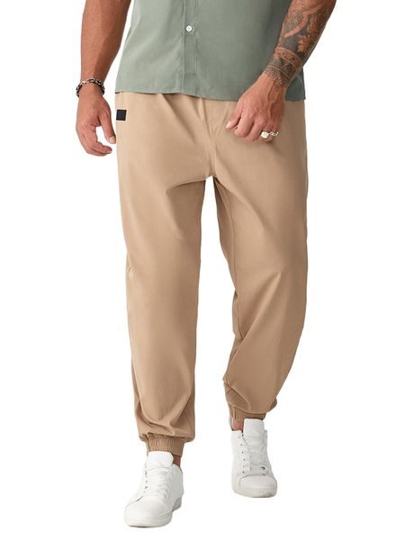 

extended sizes men patched detail pants j7os#, Black