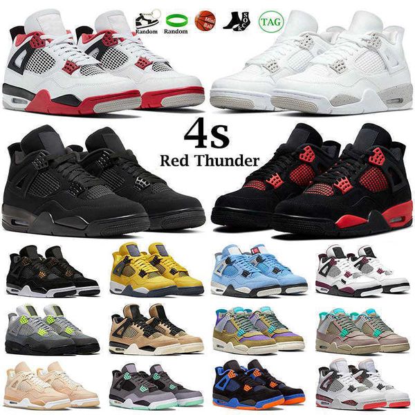

jumpman4s men women basketball shoes black cat red thunder 4 fire cactus jack university blue white oreo bred metallic green mens sports