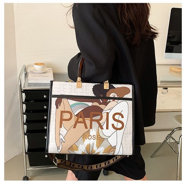 

32% off 2022 new designer bags women's hand large single shoulder messenger graffiti color painting printing