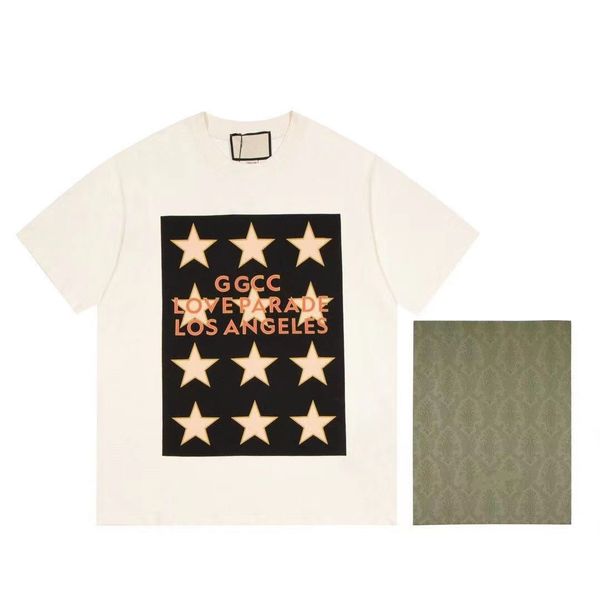 

designer men's and women's tees summer front star letter print crew neck short sleeve t-shirt, White;black