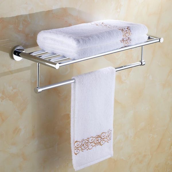 Mensole da bagno Argento SUS 304 Porta asciugamani da bagno in acciaio inossidabile Doppio ripiano 2 strati 60CM Accessori Sj18Bathroom