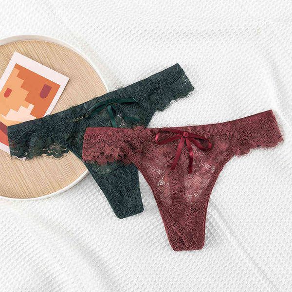 

lace panties women's thong pants fashion hollow out comfort underpants low waist seamless g-string female lingerie w220324, Red;black