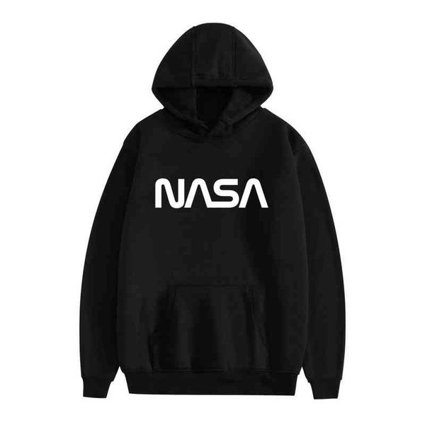 

new trend nasa couples casual round neck hooded sweater, Black