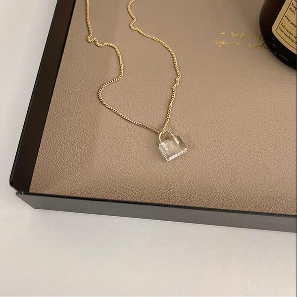 

2022 fashion ladies bag design pendant necklace frigid wind crystal jewelry send relatives and friends to lovers gold plated not fading part, Silver