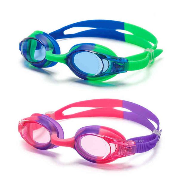 Kinder Jugendliche Einstellbare Schwimmbrille Wasserdichte Brille Mischfarbe Kinder Silikon Anti Fog UV Schild Sportbrillen G220422