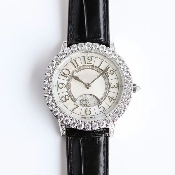 GF Lady Watch Çapı 36mm ile CAL.898A / 1 Otomatik Hareketi Motherof Inci Dial Swarovski Elmas Yüzük Safir Cam Ayna