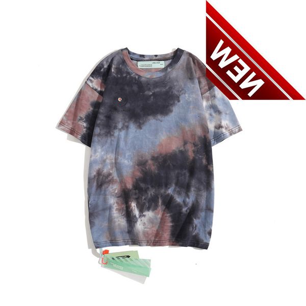 

50%discount sleeve fashion short brand style t-shirt off casual hip hop high street tie dye for men and women factory direct sale, White;black