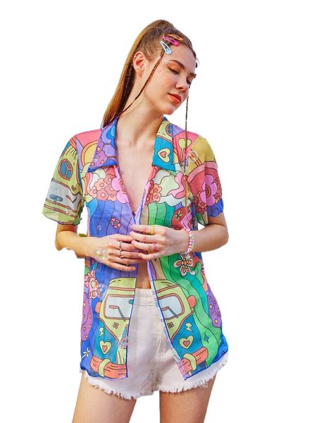 

romwe y2k revival cartoon graphic sheer cover up d0ag#, White;black