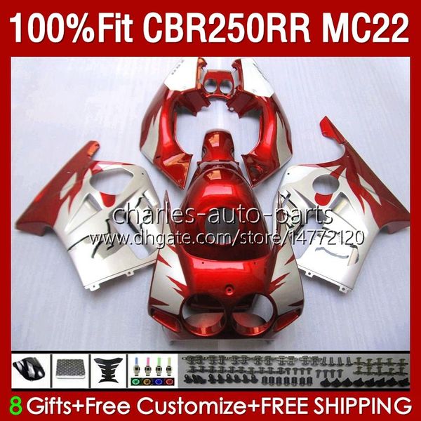 Carene rosso argentate per HONDA CBR250 CBR 250RR 250 RR CC 250CC 1990 1991 1993 1994 1996 1997 1998 1999 131No.143 CBR250RR MC22 90 91 92 93 94 95 96 97 98 99 Iniezione Corpo