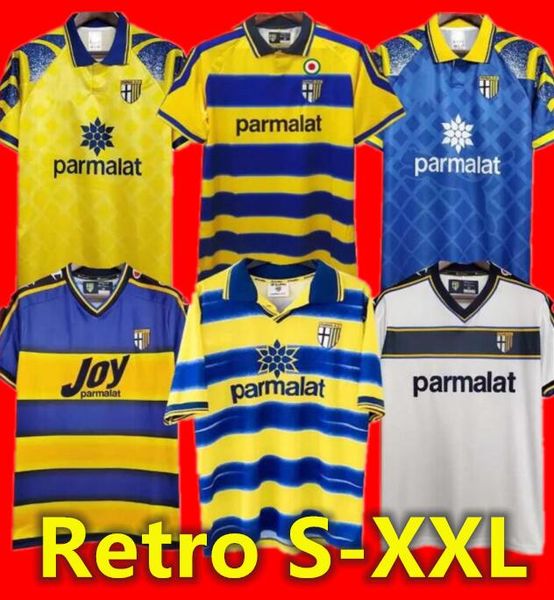 

95 97 98 99 2000 parma retro soccer jersey home 98 99 00 fuser baggio crespo ortega cannavaro football shirt buffon thuram futbol camisa, Black;yellow