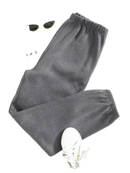 

elastic waist solid sweatpants t9ei#, Black;white