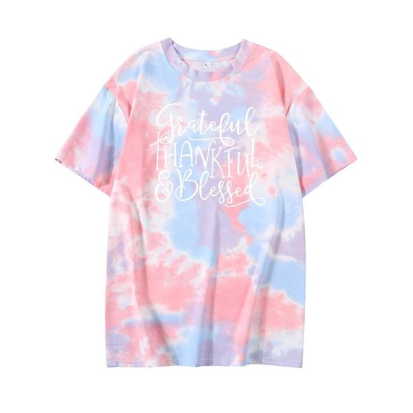 

summer personality print letter pattern tees t-shirts japan korean tie dye women fashion aa, White