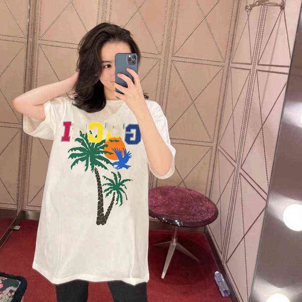 

spring new loose sunset casual t-shirt trend, White