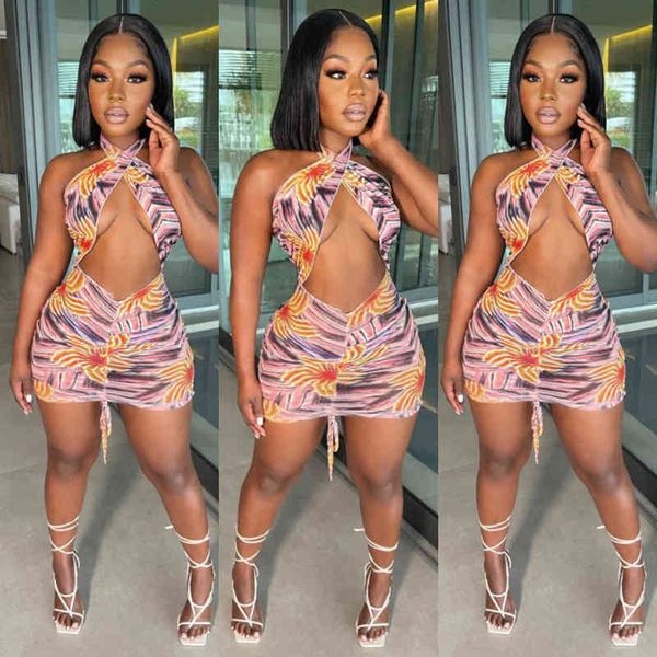 

m2066 women's printed hollow out dress, White