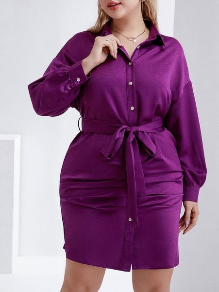 

plus drop shoulder belted dress x0vx#, Black