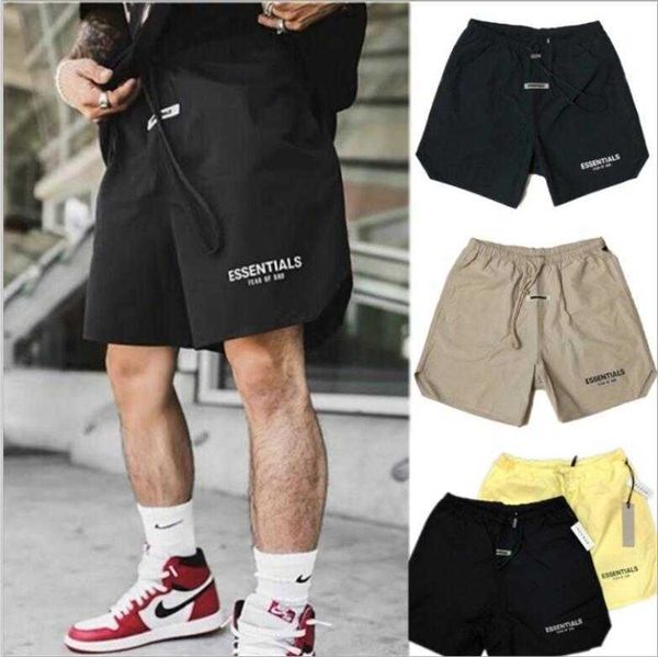 

21ss stylist stylefog shorts high street double thread feel of god essentials embroidered letter casual sports pants for men and women, White;black