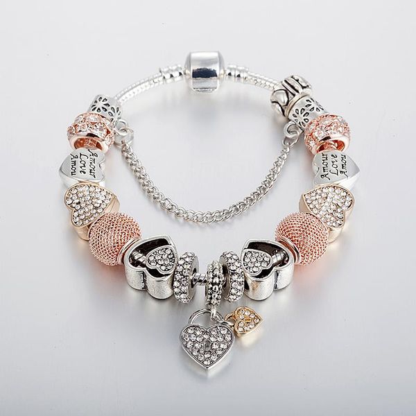

selling luxury rhinestone strands beads charms trendy retro fit pan original bracelets bangles pendant, Black