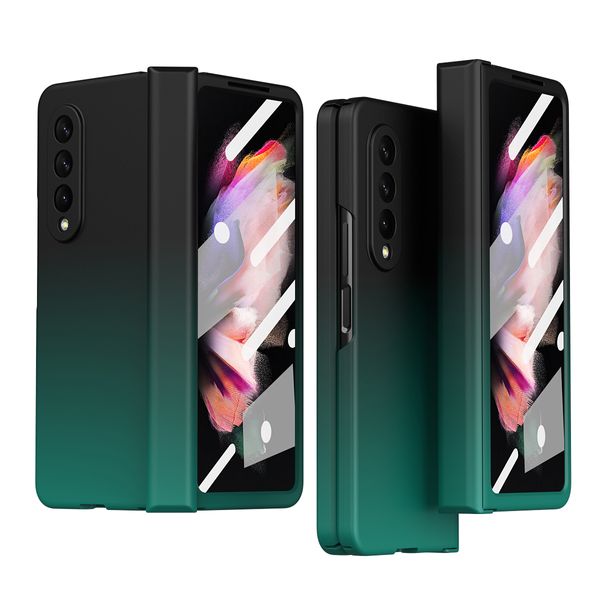 Custodie per telefoni Tritan con sfumatura di colore per Samsung Galaxy Z Fold 3 5G Copri cerniera 3 PC con vetro frontale