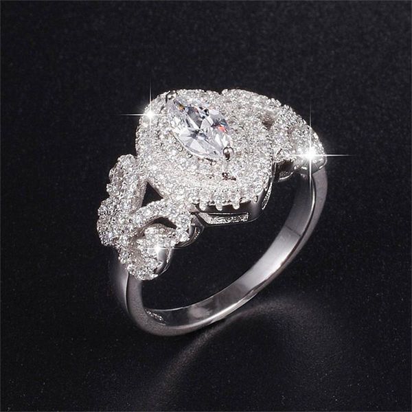 Rings de cluster real 925 Sterling Silver Wedding Dinger Luxury Engagement Marquise Cut Diamond For Women Jewelry Giftcluster