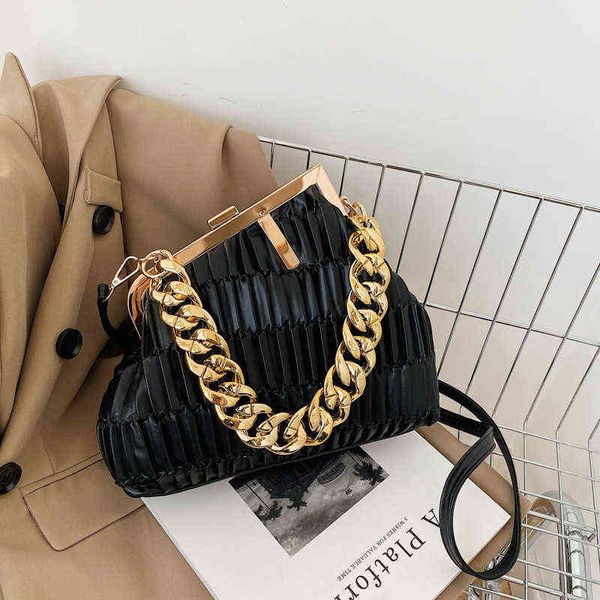 

evening bag women 2022 new fashion wrinkled thick chain handbag versatile one shoulder messenger shell 0719