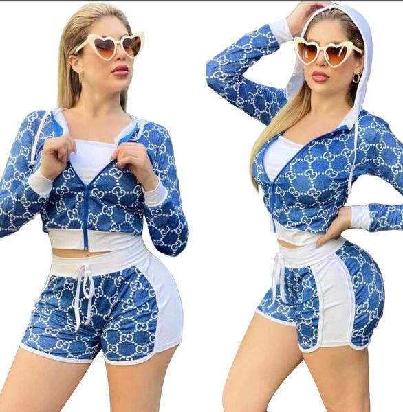 

22gg women tracksuits two piece set short sleeve chic printed sweatshirt and high waist sport pants casual outfits, Gray