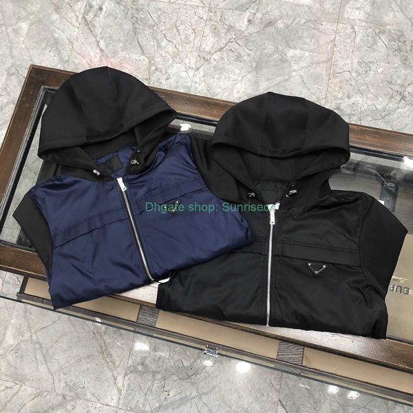 

2021 mens bomber casual winter jackets men high end designer fashion stitching knitted fabric luxury quality zip men's coat windbreaker, Black;brown