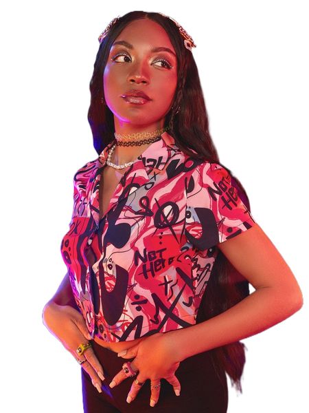 

x buckie by merielle graffiti print lapel neck blouse k966#, White