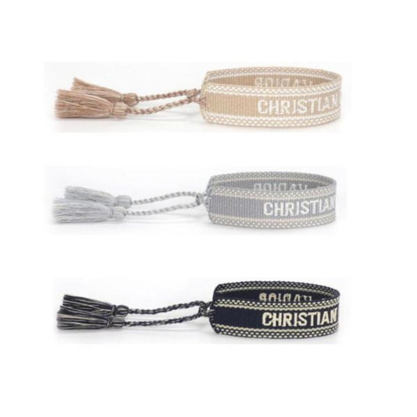 

luxury brand braided bracelet adjustable woven friendship bangle for womens mens designer letter embroidery rope bracelets jewelry gift code, Golden;silver