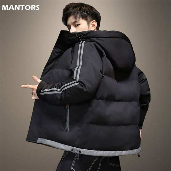 

hooded jacket men coat hoodied parka warm winter zipper streetwear casual clothes male hip hop fashion 220804, Black