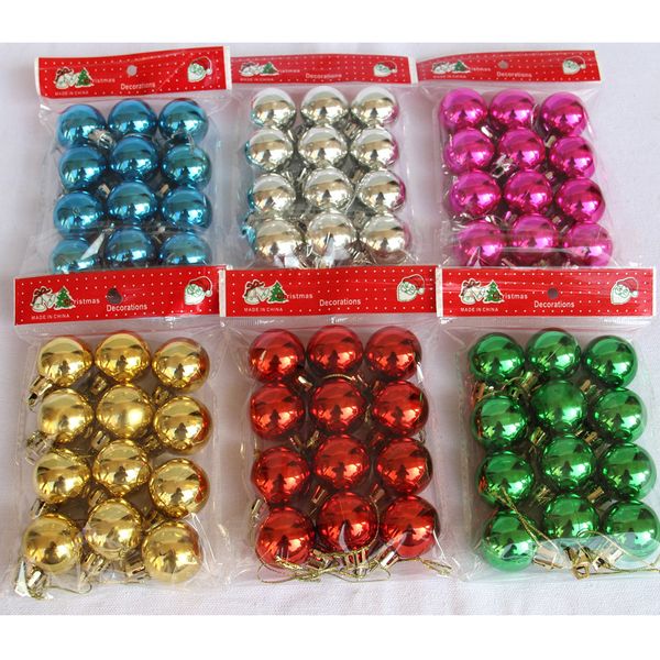 12 pcs 3cm árvore de natal decoração bola bauble pendurado casa xmas festa ornamento decorações pendentes 7 cores