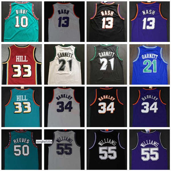 

basketball charles 34 barkley jerseys grant steve 13 nash kevin 21 garnett 33 hill ason 55 williams mike10 bibby 50 reeves college jerseys, Black;red