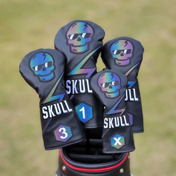 Skull Golf Club Woods Head Cover Driver Fairway Hybrid #1 #3 #5 UT Blade Blade Covers Covers Iron Headcoversgolf Wood Protector 6501