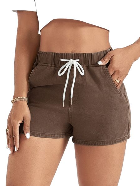 

drawstring waist denim shorts j3ym#, White;black