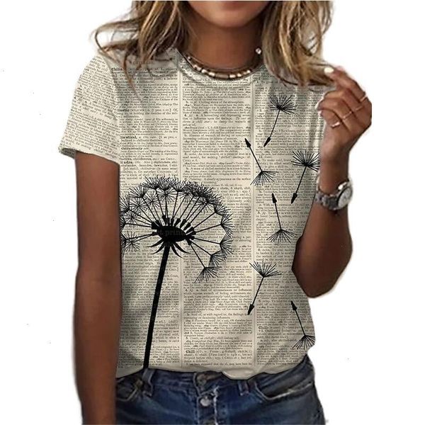 

ladies fashion street t shirts color t-shirt with beautiful floral print 3d printing abstract pattern comfortable and, White