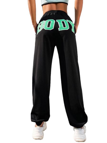 

letter graphic elastic waist sweatpants g4pe#, Black;white