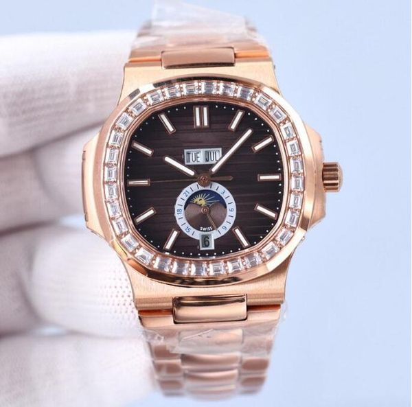 

classic mens watches 40mm automatic mechanical wristwatches fashion business wristwatch montre de luxe watches for men gifts, Slivery;brown