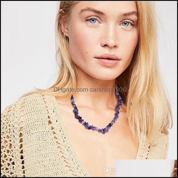 

chokers necklaces pendants jewelry women natural irregar gravel stone charm necklace 8 color handmade braided choker fashion gift drop del, Golden;silver