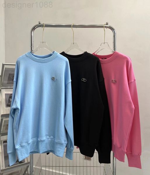 

women's hoodies & sweatshirts designer 22 early spring new well back three-dimensional concave convex steel seal letter relief round ne, Black