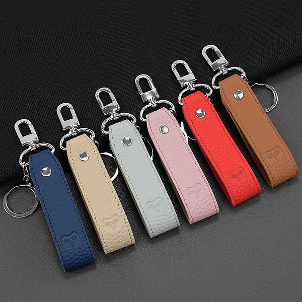 

pu leather keychain wristlet key fob fashion women men keychains, Silver