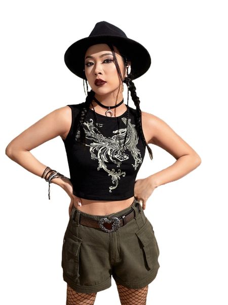 

romwe gothic grunge graphic tank 82cm#, White