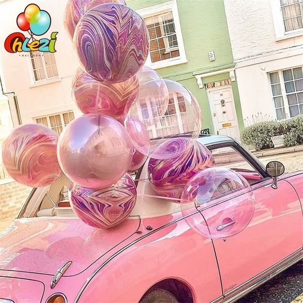 20 stücke 4D achat farbe textur ballon 22 zoll Runde helium ballon Hochzeit geburtstag party dekoration Foto Requisiten Baby dusche T200526