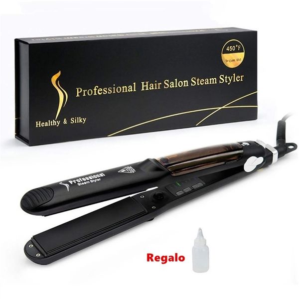 Piastra per capelli professionale a vapore Vapore lonico negativo Arricciatura e stiratura Ceramica Nano Flat Iron Hair styler 220623