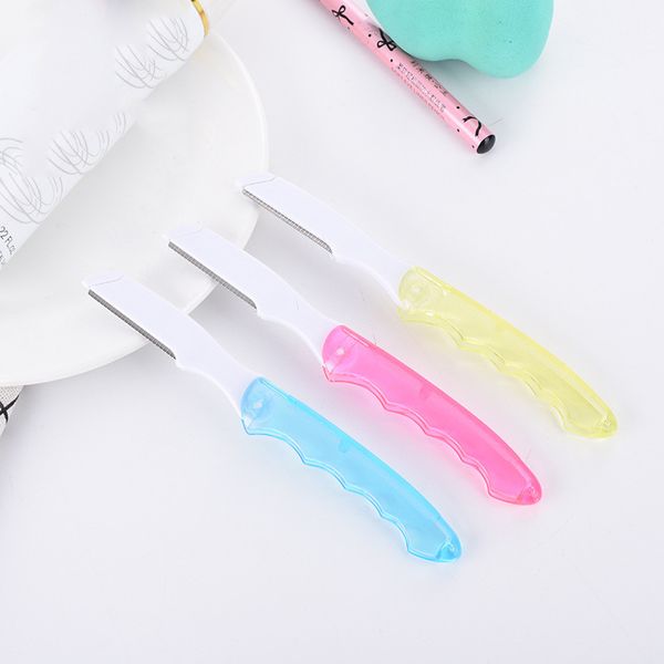 

24pcs/lot mix color arrot foldable eyebrow shaver tool razor trimmer safe facial blades shaping knife facial hair remover for women makeup t