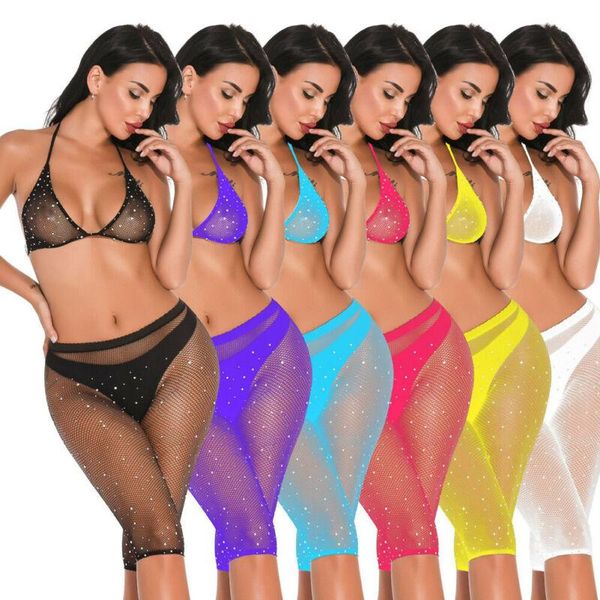 

bras sets summer women rhinestone bikini set crystal diamond push-up hollow out bathing suit swimsuit two piece swimwear, Red;black
