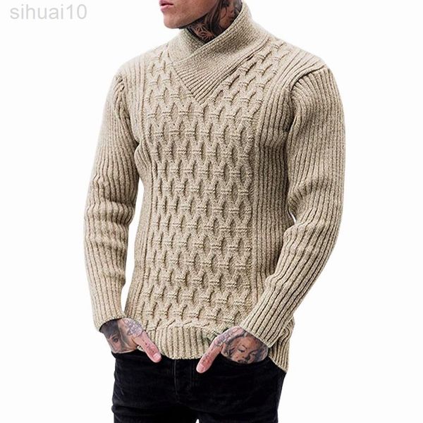 Maglione uomo autunno manica lunga slim fit maglioni tinta unita top M-2XL2021 maglione da uomo nuovo L220801